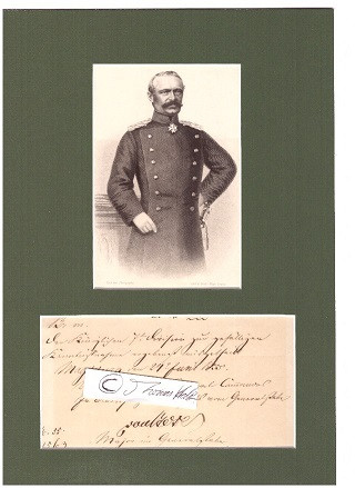 JULIUS VON BOSE (1809-94) preußischer General der Infanterie, führte im Deutschen Krieg 1866 die 15. Infanterie-Brigade hervorragend, im Deutsch-Französischen Krieges kommandierender General des XI. Armee-Korps, Pour le Mérite, Großkreuz des Roten Adlerordens mit Eichenlaub und Schwertern, Ehrenbürger der Stadt Kassel