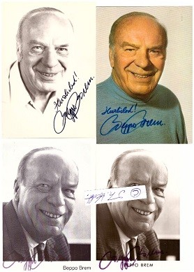 BEPPO BREM (1906-90) bayerischer Volksschauspieler, spielte u.a. Fanfaren der Liebe (1951), Des Teufels General (1955) von Helmut Käutner mit Curd Jürgens, in den von Ludwig Thomas erfolgreich verfilmten Lausbubengeschichten, Serie Die seltsamen Methoden des Franz Josef Wanninger