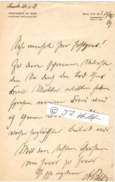AUGUST BIER (1861-1949) Prof. Dr., dt. Chirurg, Marineobergeneralarzt, sowie Forstwirt und als Gesundheitswissenschaftler seit 1920 erster Leiter der Hochschule für Leibesübungen in Berlin