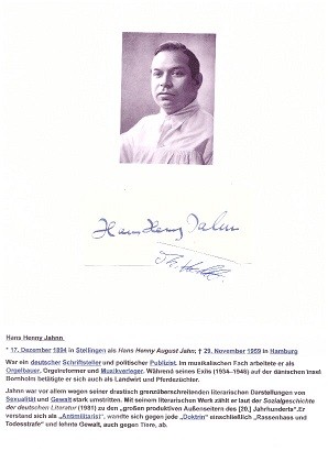HANS HENNY JAHNN (1894-1959) deutscher Schriftsteller, politischer Publizist, Orgelbauer und Musikverleger