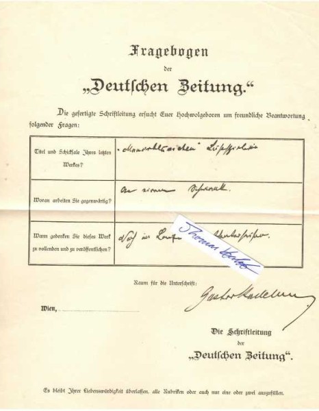 GUSTAV KADELBURG (1851-1925) deutscher Schauspieler und Schriftsteller, schrieb u.a. das Lustspiel Das weiße Rössl