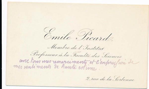 EMILE PICARD (1856-1941) französischer Mathematiker. Der Asteroid (29613) Charlespicard wurde 2002 nach ihm benannt.