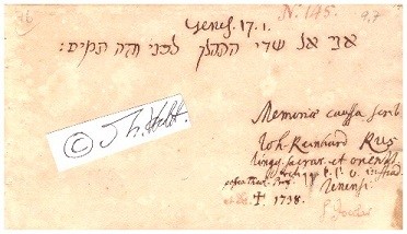 JOHANN REINHARD RUS (auch: Ruß, Rusius, 1679-1738) Professor Dr., deutscher orientalischer Philologe, Gräzist und evangelischer Theologe, Rektor der Universität Jena