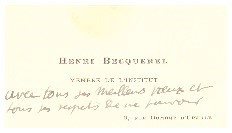HENRI BECQUEREL (1852-1908) Prof.Dr., französischer Physiker, Physik-Nobelpreis 1903 (mit Pierre und Marie Curie) für die Entdeckung der Radioaktivität
