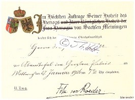 FREIHERR VON ROEDER (Daten unbekannt) Oberhofmarschall S.H. des Herzogs von SACHSEN-MEININGEN