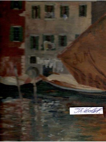 JOSEPH VON MOOS (1859-1939) Schweizer Maler, Zeichner, Radierer, Kunstpädagoge und Direktor der Kunstgewerbeschule Luzern. Ab 1880 hielt er sich an der Akademie der Bildenden Künste München auf und belegte Malunterricht bei Ludwig von Löfftz. Zudem freundete er sich mit Fritz von Uhde an. Anschliessend hielt sich von Moos an der Académie Colarossi und Académie Julian in Paris auf. Joseph von Moos beschäftigte sich neben der Malerei auch mit Glasmalerei, Möbelgestaltung, Druckgrafik und Typografie. Er schuf u. a. in Luzern die Wandbilder für das Moosmattschulhaus, die Altarbilder in der Pauluskirche sowie Glasmosaike für den Friedhof Friedental. 1905 liess er die von ihm entwickelte Glasmosaiktechnik patentrechtlich schützen.