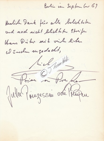 Michael Prinz von Preußen (Michael von Preußen,1940-2014) Hohenzollern-Chef, Autor zur Deutschen Geschichte