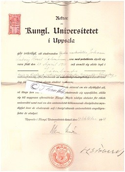 ÖSTEN UNDEN (1886-1974) Professor Dr.jur. für Zivilrecht, 1929-32 Rektor der Universität Upsala, M.d.R., sozialdemokratischer Politiker. Undén war beratender Minister 1917–1920 und 1932–1936, Justizminister 1920, Außenminister 1924–1926 und 1945–1962, amtierender Premierminister.