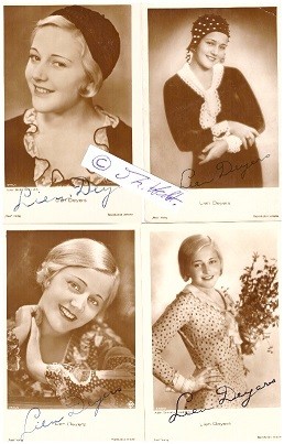 LIEN DEYERS (1909- verarmt nach 1982) niederländische Schauspielerin, Hauptrolle in Fritz Lang´s SPIONE, mit dem jüdischen Regisseur und Produzenten Alfred Zeisler in die USA emigriert
