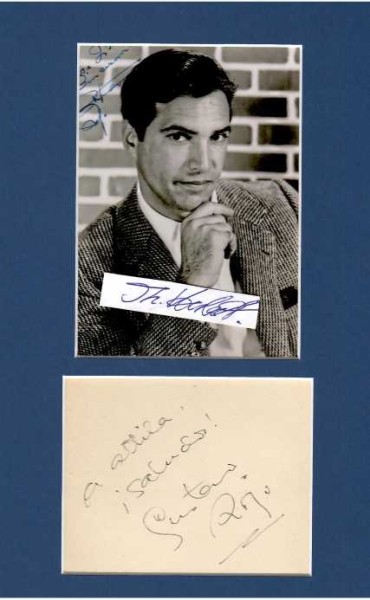 GUSTAVO ROJO (1923 auf dem Frachter Krefeld-2017 Mexiko Stadt) uruguayischer Schauspieler und Filmproduzent. Seine erste von vielen internationalen Rollen spielte er in Tarzan in Gefahr (1948) an der Seite von Johnny Weissmüller. Viele weitere Filmarbeiten in Mexiko (u. a. mit Regisseur Luis Buñuel) und Spanien folgten, zudem wirkte er in dem Monumentalfilm Alexander der Große (1956) an der Seite von Richard Burton, in Die Verlobten des Todes (1957) mit Hans Albers, Operation Tiger (1957) mit dem jungen Sean Connery und Hollywood-Produktionen mit Glenn Ford (Eine Tolle Nummer, 1960) oder Roger Moore (Die Madonna mit den zwei Gesichtern, 1959) mit; verheiratet mit der Österreicherin Erika Remberg
