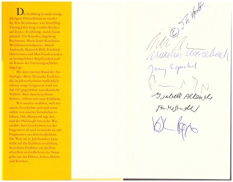 FELICITASS HOPPE, CHRISTOPH PETERS, INGO SCHULZE, TEREZIA MORA, HERTA MÜLLER, ARNOLD STADLER, GEORG STAMM