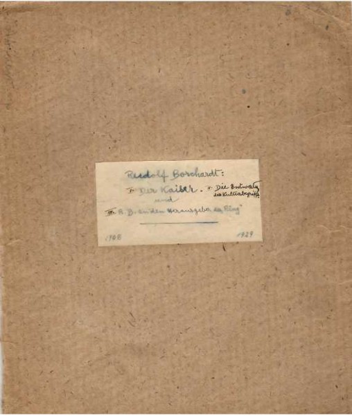 RUDOLF BORCHARDT (1877-1945) deutscher Schriftsteller, Lyriker, Übersetzer und Redner. Im August 1944 wurden Borchardt und seine Frau in Italien von der SS verhaftet und nach Innsbruck deportiert.