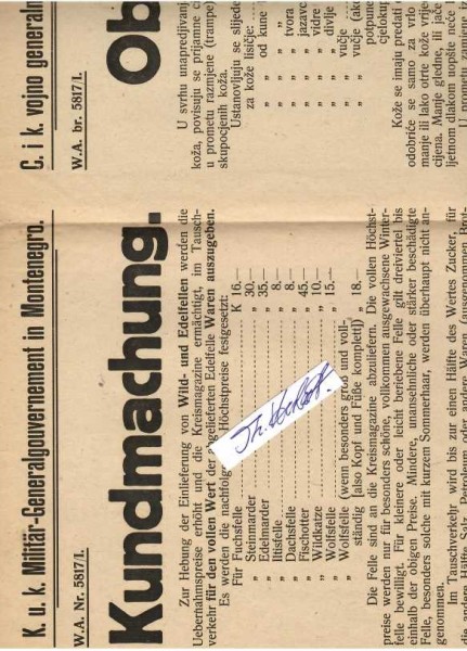 K.u.K. Militär-Generalgouvernement in MONTENEGRO 1917 (Erster Weltkrieg)