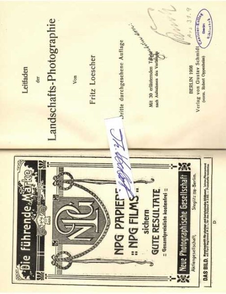 FRITZ LOESCHER (1873-1908) deutscher Fachautor für Fotografie, Feuilletonist und Kunstkritiker