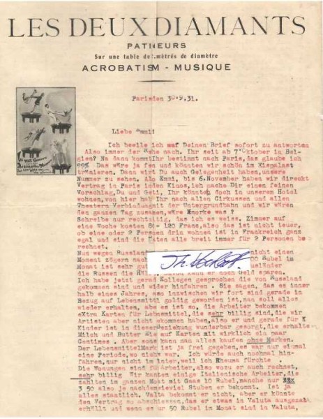 LES DEUX DIAMANTS Patneurs, Acrobatism-Musique, Paris 1930