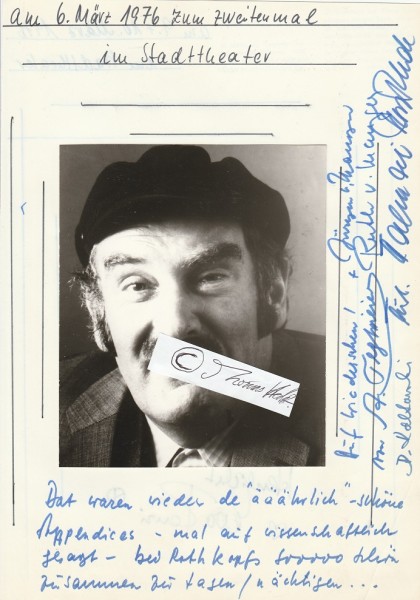 JÜRGEN VON MANGER (1923-94) deutscher Schauspieler, literarischer Kabarettist und Komiker als Bühnenfigur Adolf Tegtmeier