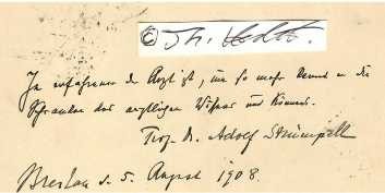 ADOLF VON STRÜMPELL (1853-1925) Professor Dr.med., deutscher Mediziner, Arzt, Internist. 1915 wurde er Rektor der Universität Leipzig. Ab März 1923 hielt er sich bei dem erkrankten Wladimir Iljitsch Lenin in Moskau auf. / german doctor and university professor