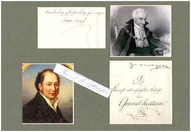 MAXIMILIAN I. JOSEPH (oder kurz Max Joseph, 1756-1825) von 1799 bis 1806 als Maximilian IV. Kurfürst und ab 1806 als Maximilian I. KÖNIG VON BAYERN; MAXIMILIAN VON MONTGELAS (1759-1838) bayerischer Politiker und Staatsreformer des 19. Jahrhunderts. Er war von 1799 bis 1817 Minister.