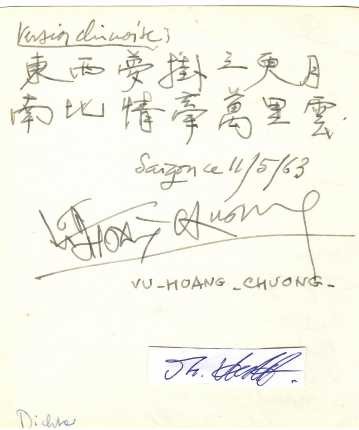 VU-HOANG-CHUONG (1915-76) vietnamesischer Dichter / vietnamese poet. 1959 gewann er mit der Gedichtsammlung Hoa Dang den "Nationalen Preis für Literatur und Kunst" der Republik Vietnam, mehrfach für den Literaturnobelpreis nominiert