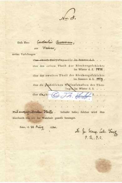 JOHANN TRAUGOTT LEBERECHT DANZ (1769-1851) deutscher lutherischer Kirchenhistoriker und Theologe, Professor der Theologie in Jena, Konsistorialrat von Sachsen-Gotha, 1823 Geheimen Konsistorialrat , 1816 Rektor der Universität