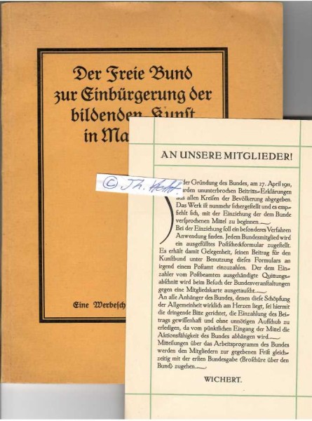 FRITZ WICHERT (1878-1951) Professor Dr., deutscher Kunsthistoriker. Er war Direktor der Mannheimer Kunsthalle sowie der Städelschule und wirkte auch am Neuen Frankfurt mit., zuletzt Bürgermeister der Gemeinde Kampen / Sylt