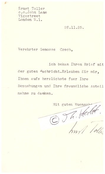 ERNST TOLLER (1893-1939 N.Y. SM) deutscher Schriftsteller und Dramatiker, Politiker und linkssozialistischer Revolutionär, Vorsitzender der bayerischen USPD und Protagonist der kurzlebigen Münchner Räterepublik / german writer and politican, committed suicide