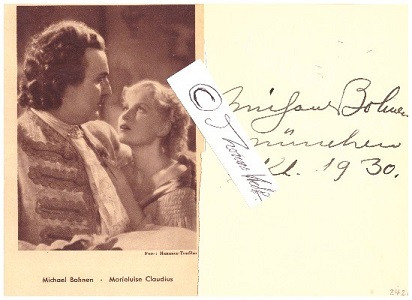 MICHAEL BOHNEN (1887-1965) deutscher Opernsänger (Bassbariton) und Schauspieler, trat 1922–1933 an der Metropolitan Opera in New York auf, 1933 bis 1934 gastierte er in Buenos Aires, Affäre mit La Jana, Intendant der Deutschen Oper