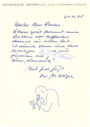 MARTIN WETZEL (1929-2008) deutscher Bildhauer und Grafiker (DDR), Professor des Fachbereichs Keramik an der Kunsthochschule Burg Giebichenstein