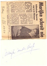 MARIJKE VAN DER LUGT (1919-89) niederländische Opernsängerin (Sopran)