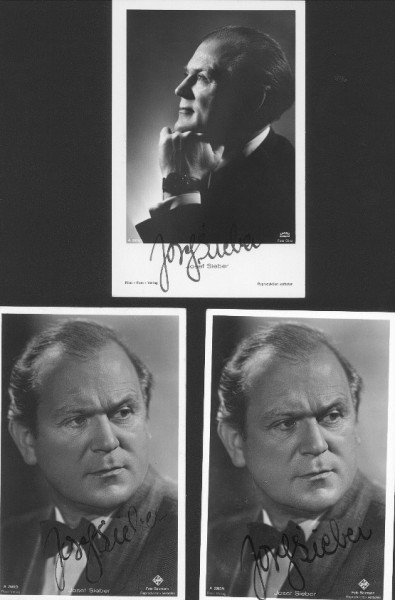 JOSEF SIEBER (auch Joseph Sieber, 1900-62) deutscher Staatsschauspieler, er wirkte ab 1934 in über 60 deutschen Spielfilmen, bekannteste Gesangseinlage wohl das Lied Das kann doch einen Seemann nicht erschüttern mit Hans Brausewetter und Heinz Rühmann