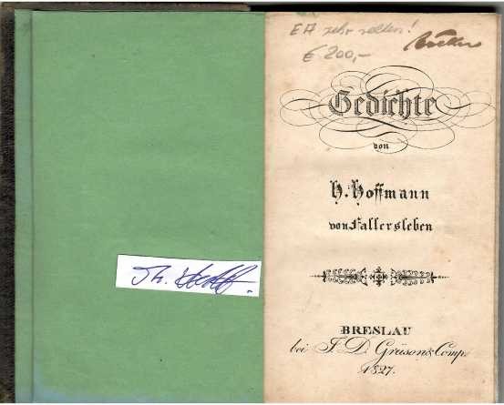 August Heinrich Hoffmann von Fallersleben (1798-1874) deutscher Nationaldichter, schrieb die spätere deutsche Nationalhymne, das Lied der Deutschen