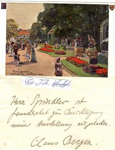 CLAUS BERGEN (1885-1964) deutscher Landschafts- und Marinemaler und Karl-May-Illustrator, schuf rund 450 Illustrationen für Karl Mays Illustrierte Reiseerzählungen / german painter (landscapes/marine) and illustrator. Weil sie im selben Haus in München wohnten, hatten die Brüder Claus und Otto Bergen und Ernst Udet mit anderen Jungen den „Aero-Club München 1909“ gegründet. Otto Bergen fiel als Flieger im Ersten Weltkrieg, während Ernst Udet als Flieger Karriere machte. Maler der Seeschlacht vor dem Skagerrak, Marine- und Luftfahrtmotive.