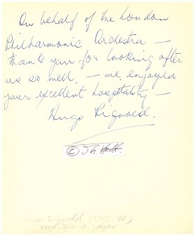 HUGO RIGNOLD (1905-76) englischer Dirigent und Geiger, an den man sich am besten als musikalischer Leiter des Royal Ballet und als Dirigent des City of Birmingham Symphony Orchestra erinnert / English conductor and violinist, who is best remembered as musical director of the Royal Ballet (1957–1960) and conductor of the City of Birmingham Symphony Orchestra (1960–1968)