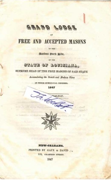 FREIMAUREREI in LOUSIANA, OHIO 1847 - 1860 CINCINNATI (U.S.A)