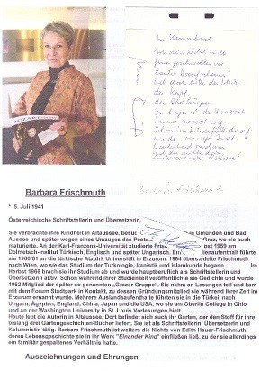 BARBARA FRISCHMUTH (1941-2025) österreichische Schriftstellerin / austrian writer