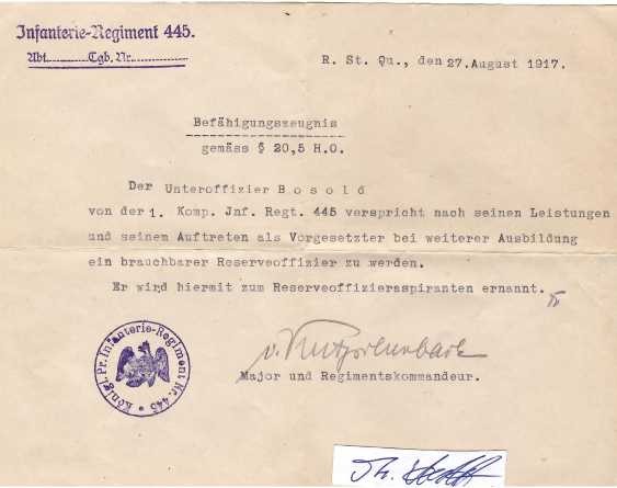 EUGEN VON KUTZSCHENBACH (1838-1938) preußischer Offizier im Ersten Weltkrieg, Mitkämpfer von Mars-La-Tous, erhielt 1938 hundertjährig den Charakter e9nes Generalmajors.