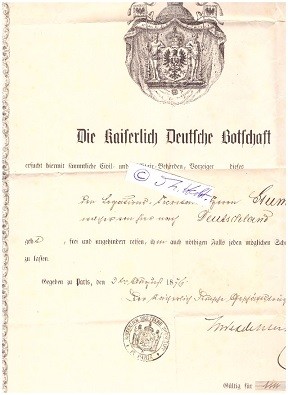 CHLODWIG FÜRST ZU HOHENLOHE-SCHILLINGSFÜRST (Chlodwig Carl Viktor Fürst zu Hohenlohe-Schillingsfürst, Prinz von Ratibor und von Corvey,1819-1901) dt. Staatsmann, bayerischer Ministerpräsident, 1874-85 dt. Botschafter in Frankreich und von 1894 bis 1900 war er Reichskanzler des Deutschen Kaiserreiches und preußischer Ministerpräsident
