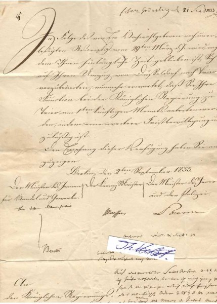 PREUßISCHE REGIERUNG 1833
