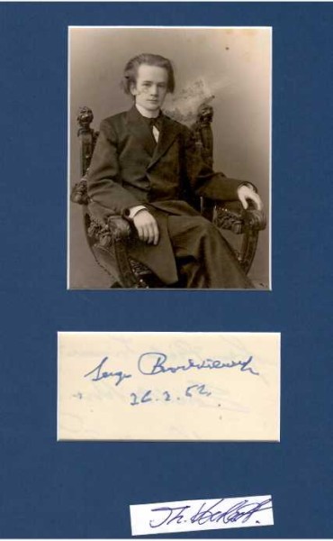 SERGEI BORTKIEWICZ (Sergei Eduardowitsch Bortkiewicz/Sergei Eduardowitsch Bortkewitsch, 1877-1952) ukrainisch-russisch akkulturierter Komponist polnischer Herkunft, der die meiste Zeit seines Lebens in Deutschland und Österreich verbrachte