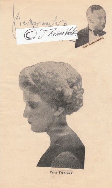 CARL BECKERSACHS (Karl Beckersachs, 1886-1942) deutscher Schauspieler; PETTA FREDERIK (Daten unbekannt) Schauspielerin