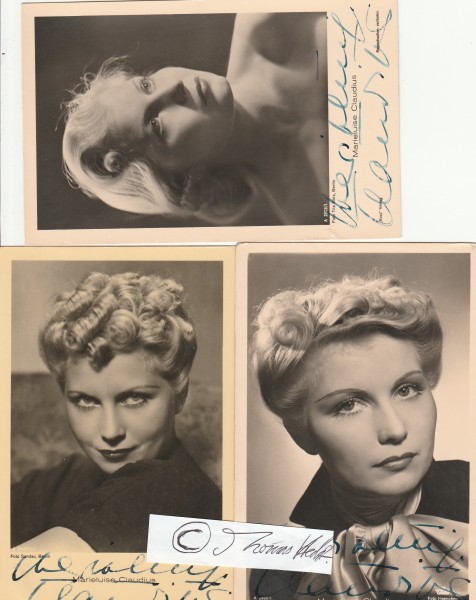 MARIELUISE CLAUDIUS (1912-41) früh verstorbene dt. Schauspielerin. Zu ihren Vorfahren zählte Matthias Claudius..