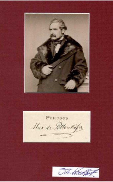 MAX VON PETTENKOFER (1818-1901) Professor Dr., deutscher Mediziner, Physiologe, Chemiker und Apotheker sowie Hygieniker und Epidemiologe. Er gründete in München das posthum nach ihm benannte Hygieneinstitut und gilt, zumal ihm 1865 das erste Ordinariat für Hygiene weltweit eingerichtet wurde, als erster Hygieniker Deutschlands und Begründer der modernen Hygiene.