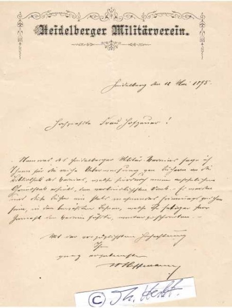 W. HOFFMANN (Wilhelm Hoffmann ?) deutscher Militär, Heidelberger Militärverein