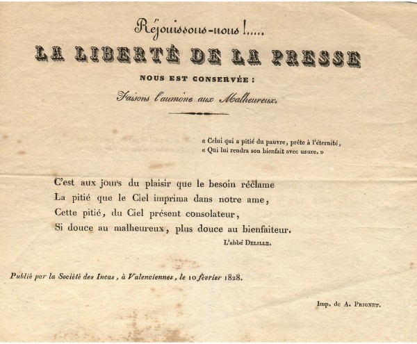 FLUGSCHRIFT zur PRESSEFREIHEIT vom 10.II.1828, Societe des Incas