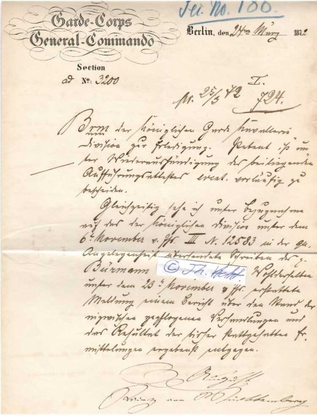 AUGUST VON WÜRTTEMBERG (1813-85) PRINZ, preußischer Generaloberst der Kavallerie im Rang eines Generalfeldmarschalls und über 20 Jahre Kommandierender General des Gardekorps