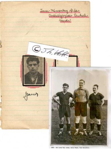 PAUL JANES (1912-87) deutscher Fußballspieler, Abwehrspieler, auch im Aufgebot für die Weltmeisterschaft 1934 in Italien , später Breslau-Elf