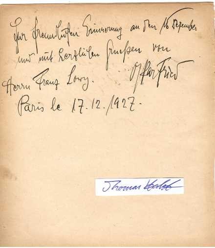 OSKAR FRIED (1871-1942 Moskau) deutscher Dirigent und Komponist. Am 8. Oktober 1906 dirigierte Fried die Berliner Erstaufführung von Mahlers 6. Sinfonie mit den Berliner Philharmonikern. Ihr sollten die Erstaufführungen der 7. Sinfonie am 17. Januar 1910 und von Das Lied von der Erde am 18. Oktober 1912 folgen sowie schließlich am 4. Februar 1913 die deutsche Erstaufführung von Mahlers 9. Sinfonie. 1934 in die UdSSR emigriert.