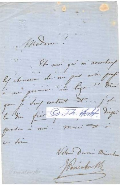 JOZEF PONIATOWSKI (Józef Michał Poniatowski, 1816–1873) polnischer Komponist, Sänger (Tenor) und Diplomat, 1848 Fürst von Monte Rotondo, 1849 Generalbevollmächtigter der Toskana in Paris, später auch in London und Brüssel, 1854 ernannte ihn Napoleon III. zum Senator