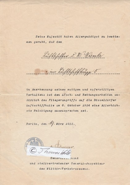 CARL VON WERNER (Daten unbekannt) dt. Generalleutnant, General-Inspekteur des Milität-Verkehrswesens