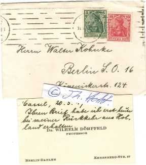 WILHELM DÖRPFELD (1853-1940) Professor Dr., deutscher Architekt und Archäologe, er gründete im Jahre 1896 die Deutsche Schule Athen und gilt als Begründer des modernen Grabungswesens und ist einer der bekanntesten archäologischen Bauforscher. Nach Abschluss der Arbeiten in Olympia wurde Dörpfeld 1882 von Heinrich Schliemann für die Ausgrabung in Troja gewonnen.